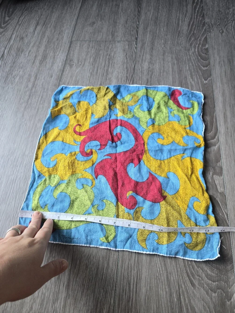 Square Scarf Neckerchief Abstract Baroque Swirl Blue Yellow Red Bandana 14